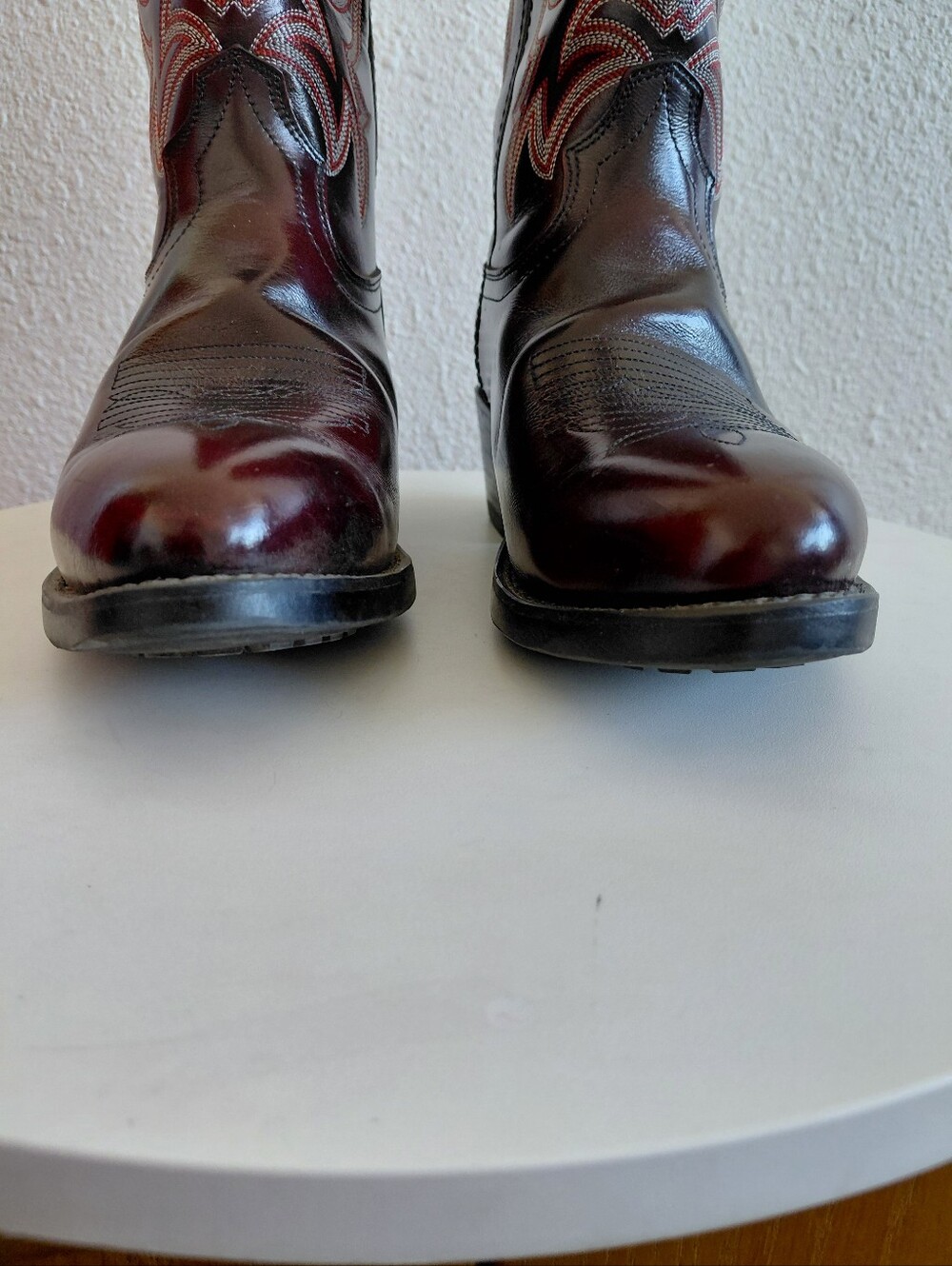 Cowtown Burgundy Leather Western  Rodeo Farm Boots - Picture 6 of 15